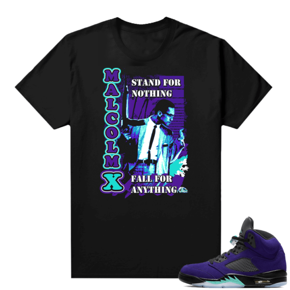 Alternate Grape 5s Sneaker Tees - Black - Malcolm X