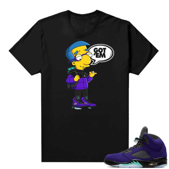 Alternate Grape 5s Sneaker Tees - Black - Millhouse Got EM