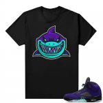 Alternate Grape 5s Sneaker Tees - Black - Shark Gang Logo