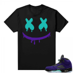 Alternate Grape 5s Sneaker Tees - Black - Smiley Drip