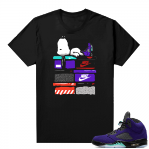 Alternate Grape 5s Sneaker Tees - Black - Sneakerhead Snoopy