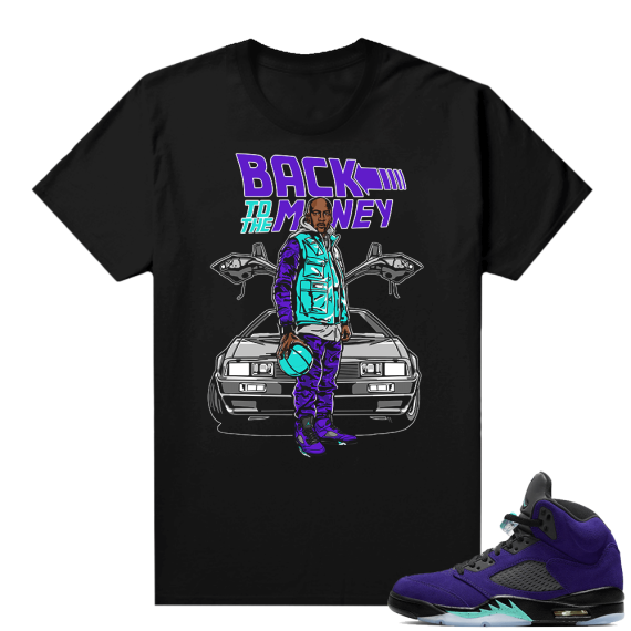 Alternate Grape 5s Sneaker Tees - Black - Back to the Money