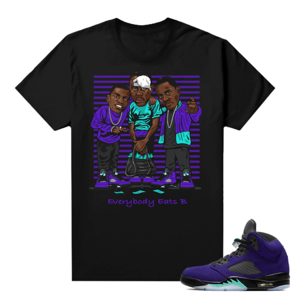 Alternate Grape 5s Sneaker Tees - Black - Everybody Eats B