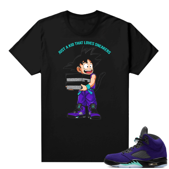 Alternate Grape 5s Sneaker Tees - Black - Just A Kid