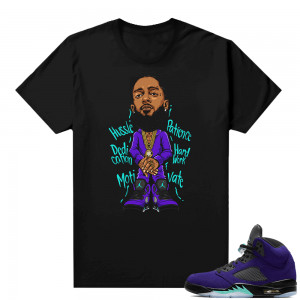 Alternate Grape 5s Sneaker Tees - Black - Nipsey Hussle