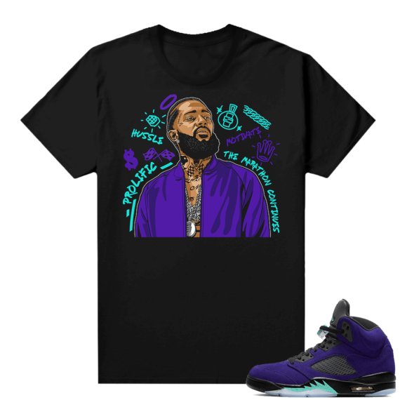 Alternate Grape 5s Sneaker Tees - Black - Nipsey Tribute