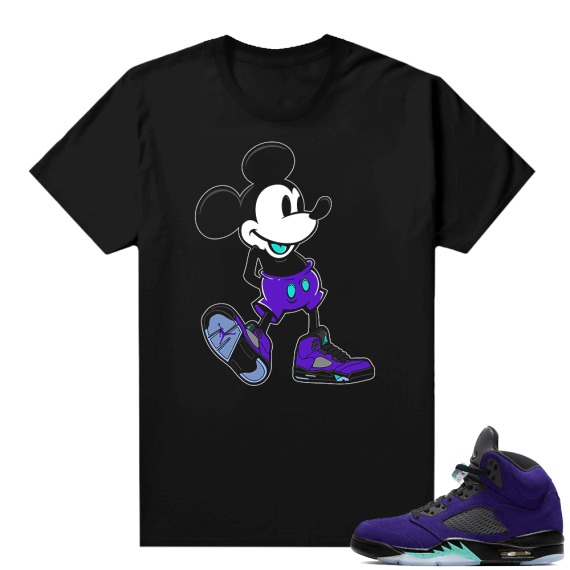 Alternate Grape 5s Sneaker Tees - Black - Sneakerhead Mickey