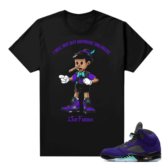 Alternate Grape 5s Sneaker Tees - Black - Sneakerhead Pinocchio