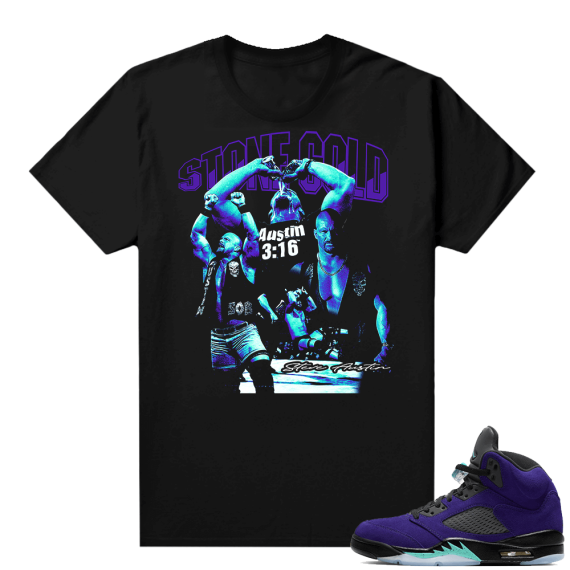 Alternate Grape 5s Sneaker Tees - Black - Stone Cold Vintage Wresting