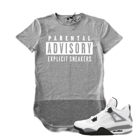 Air Jordan 4 Cement MATCH 'Explicit Sneakers' shirt | Side Zipper Shirt | 2 Tone Grey