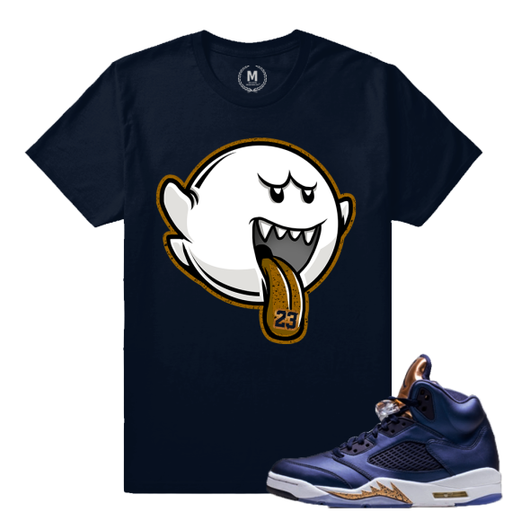 Air Jordan 5 Bronze Match Sneaker Tee | Rare Air Ghost | Navy T shirt