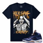 Air Jordan 5 Bronze Match Sneaker Tee | Kick Game Crazy | Navy T shirt