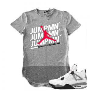 Air Jordan 4 Cement MATCH 'Jumpman' shirt | Side Zipper Shirt | 2 Tone Grey