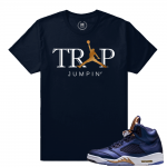 Air Jordan 5 Bronze Match Sneaker Tee | Trap Jumpin | Navy T shirt