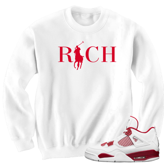 Air Jordan 4 Alternate 89 match 'Country Club Rich' Crewneck| White Crewneck