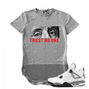 Air Jordan 4 Cement MATCH 'Trust No One' shirt | Side Zipper Shirt | 2 Tone Grey