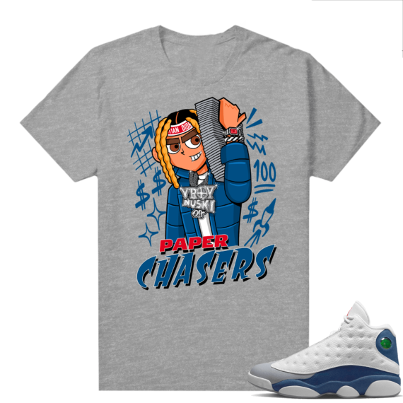 French Blue 13s Shirts Heather Grey Durkio Paper Chasers