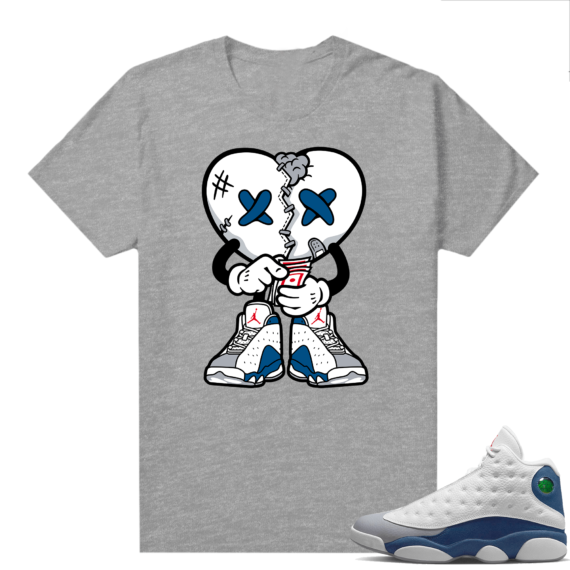 French Blue 13s Shirts Heather Grey Heart Broken