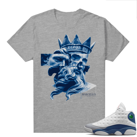 French Blue 13s Shirts Heather Grey Marcello Gior Greek Skull