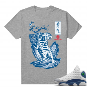 French Blue 13s Shirts Heather Grey Marcello Gior White tiger