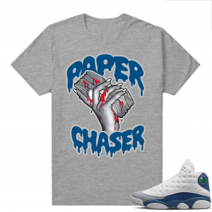 French Blue 13s Shirts Heather Grey Paper Chaser