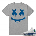 French Blue 13s Shirts Heather Grey Smiley Drip