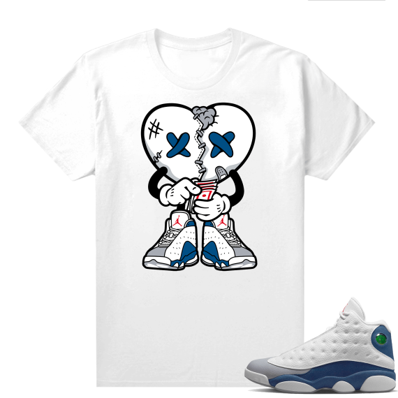 French Blue 13s Shirts White Heart Broken