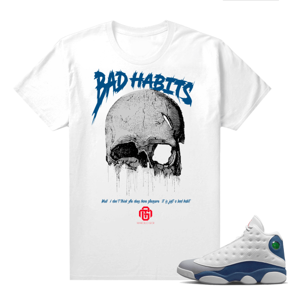 French Blue 13s Shirts White Marcello Gior Bad Habits