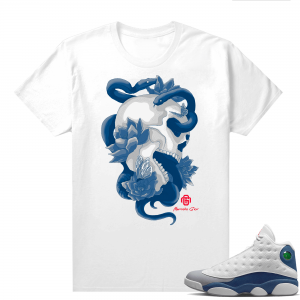 French Blue 13s Shirts White Marcello Gior Serpent Skull