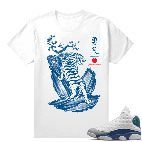 French Blue 13s Shirts White Marcello Gior White tiger