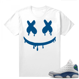 French Blue 13s Shirts White Smiley Drip