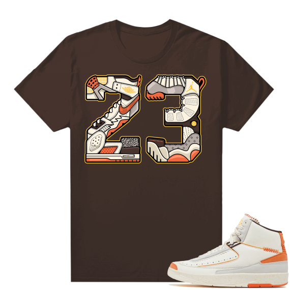 Jordan 2 Orange Sail Maison Chateau Rogue Shirts Brown 23 Mashup