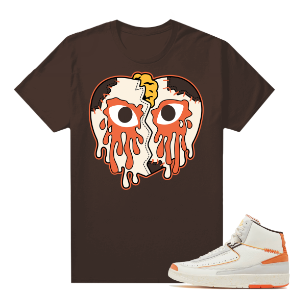 Jordan 2 Orange Sail Maison Chateau Rogue Shirts Brown Crying Heart