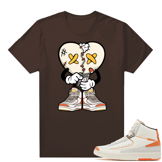 Jordan 2 Orange Sail Maison Chateau Rogue Shirts Brown Heart Broken Toon