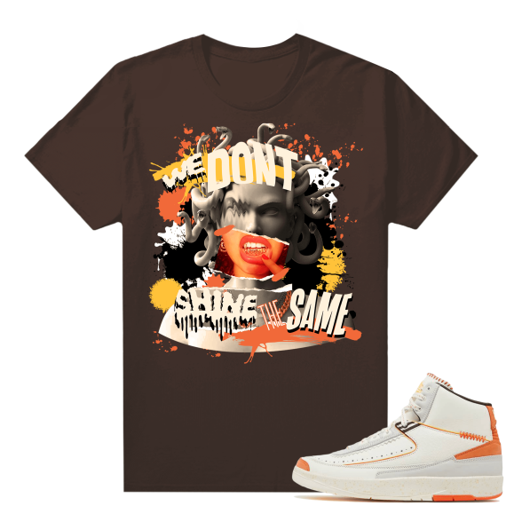 Jordan 2 Orange Sail Maison Chateau Rogue Shirts Brown Medusa