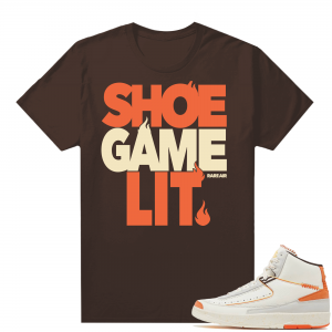 Jordan 2 Orange Sail Maison Chateau Rogue Shirts Brown Shoe Game Lit