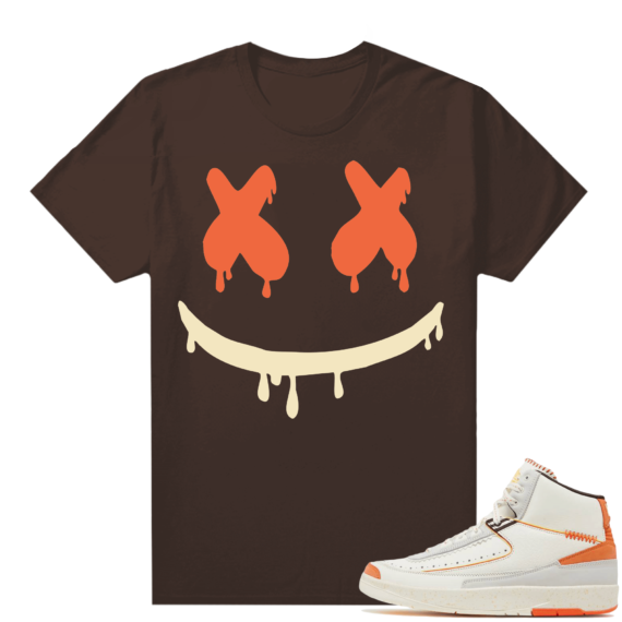 Jordan 2 Orange Sail Maison Chateau Rogue Shirts Brown Smiley Drip