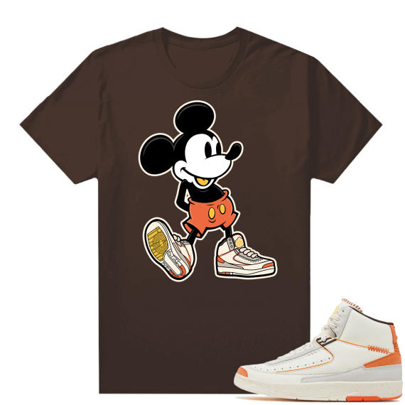 Jordan 2 Orange Sail Maison Chateau Rogue Shirts Brown Sneakerhead Mickey