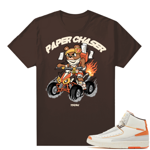 Jordan 2 Orange Sail Maison Chateau Rogue Shirts Brown TopRank Paper Chaser Bear