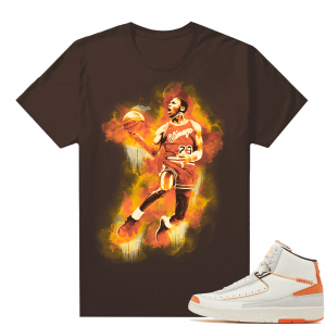 Jordan 2 Orange Sail Maison Chateau Rogue Shirts Brown Watercolor MJ