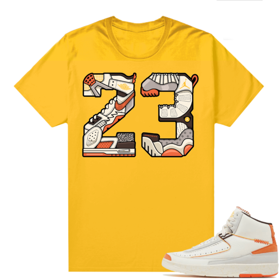 Jordan 2 Orange Sail Maison Chateau Rogue Shirts Gold 23 Mashup