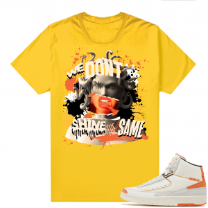 Jordan 2 Orange Sail Maison Chateau Rogue Shirts Gold Medusa