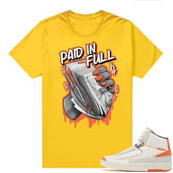 Jordan 2 Orange Sail Maison Chateau Rogue Shirts Gold Paid In Full