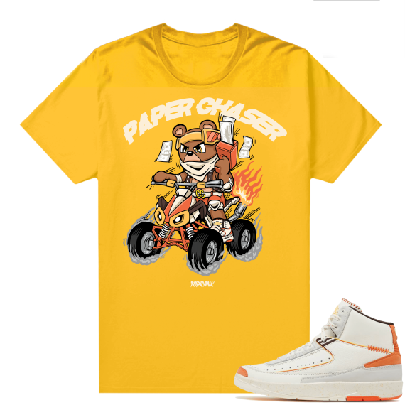 Jordan 2 Orange Sail Maison Chateau Rogue Shirts Gold TopRank Paper Chaser Bear