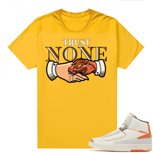 Jordan 2 Orange Sail Maison Chateau Rogue Shirts Gold Trust None