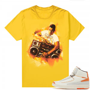 Jordan 2 Orange Sail Maison Chateau Rogue Shirts Gold Watercolor Radio Raheem