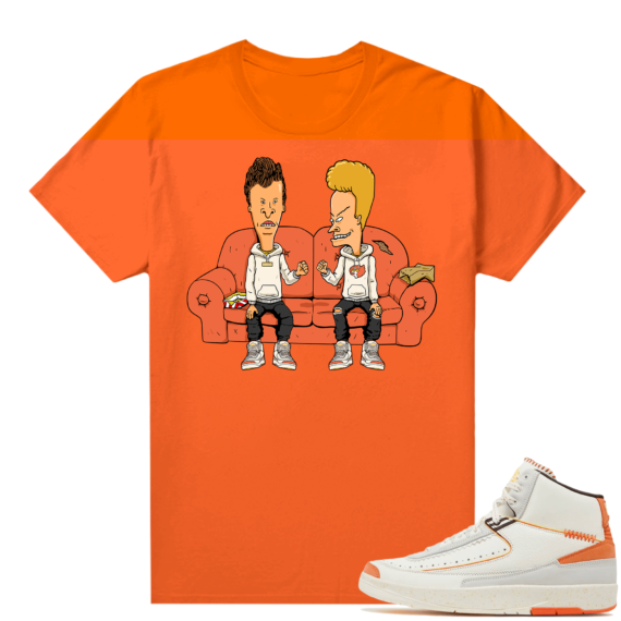 Jordan 2 Orange Sail Maison Chateau Rogue Shirts Orange Beavis Sneakerhead