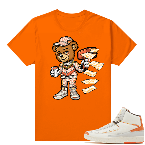 Jordan 2 Orange Sail Maison Chateau Rogue Shirts Orange Cash Cannon Bear