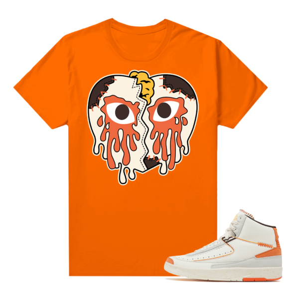 Jordan 2 Orange Sail Maison Chateau Rogue Shirts Orange Crying Heart