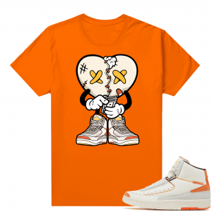 Jordan 2 Orange Sail Maison Chateau Rogue Shirts Orange Heart Broken Toon